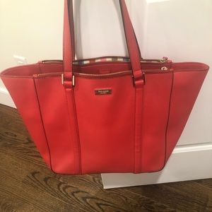 Red leather Kate Spade tote